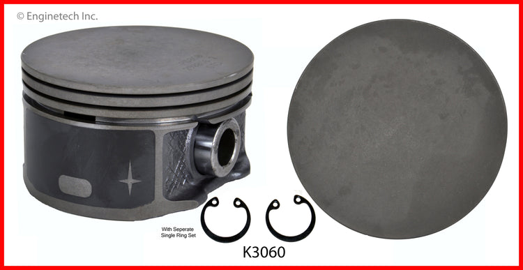 Enginetech K3060(6)PSTD Engine Piston Kit with Separate Full Ring Stack for Dodge and Jeep Vehicles
