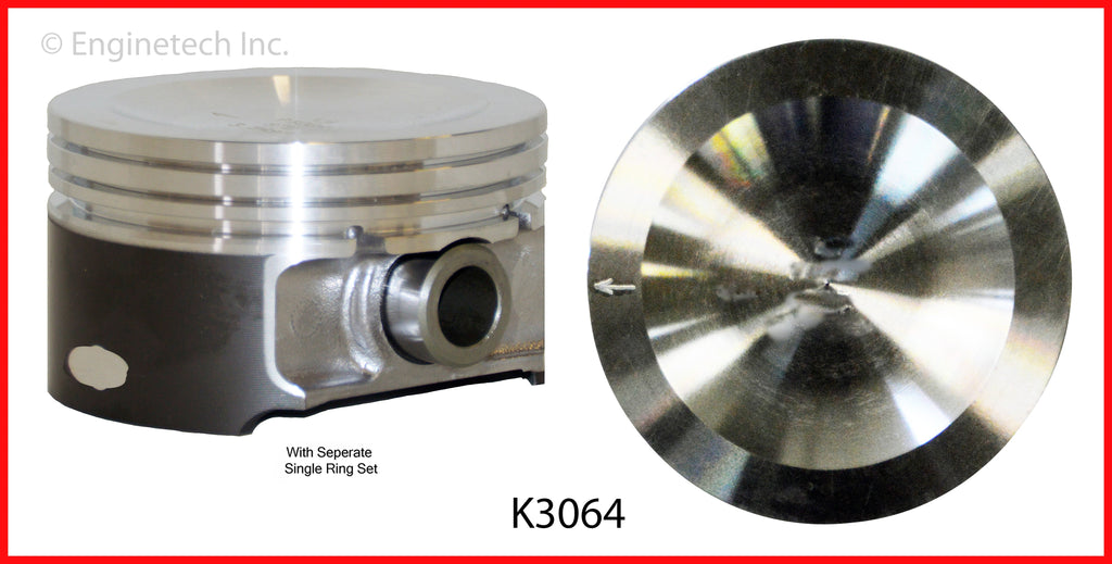 Enginetech K3063(8)PSTD Engine Piston Kit with Separate Full Ring Stack for Ford E-350 Models