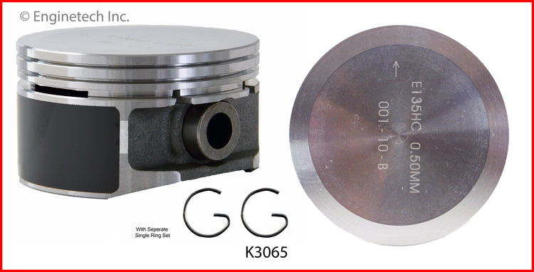 Enginetech K3065(4)P.50 Engine Piston Kit with Full Ring Stack for Buick and Chevrolet Vehicles