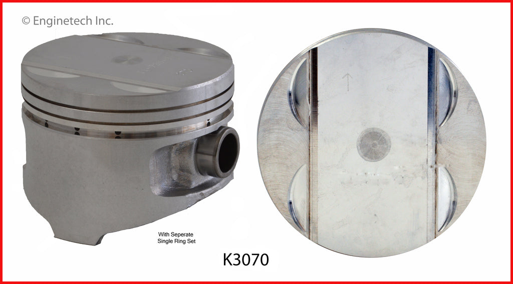 Enginetech K3070(4)PSTD Engine Piston Kit with Separate Full Ring Stack for Chrysler and Dodge Vehicles