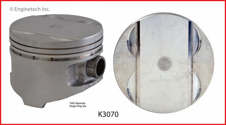 Enginetech K3070(4)P.50 Engine Piston Kit with Full Ring Stack for Chrysler Sebring and Dodge Avenger