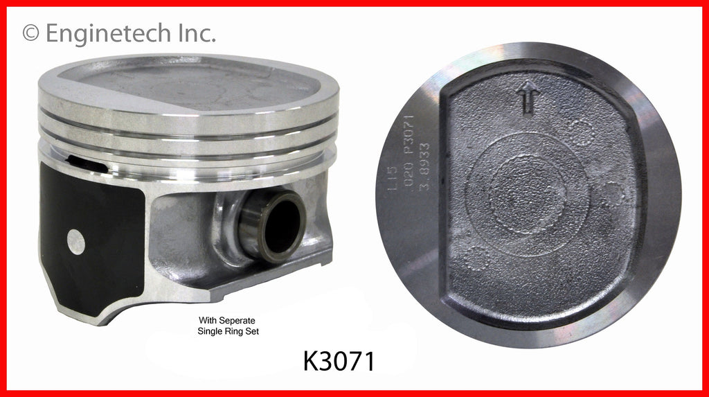 Enginetech K3071(6)P030 Engine Piston Kit with Separate Full Ring Stack for Jeep Models