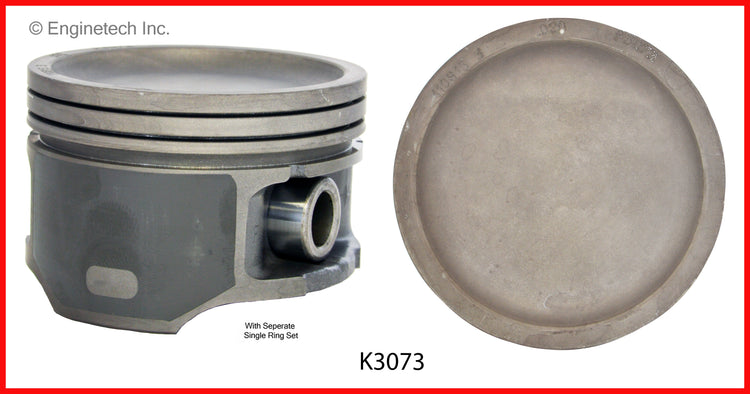 Enginetech K3073(6)PSTD Engine Piston Kit with Separate Full Ring Stack for 2004-2005 GM and Buick Vehicles