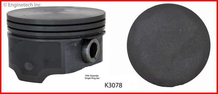 Enginetech K3078(8)P.75 Engine Piston Kit with Separate Full Ring Stack for Chevy and GMC 2000-2004
