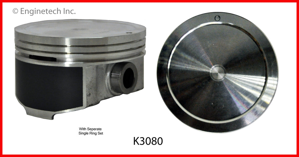 Enginetech K3080(8)PSTD Engine Piston Kit with Full Ring Stack for Cadillac Escalade and Hummer H2