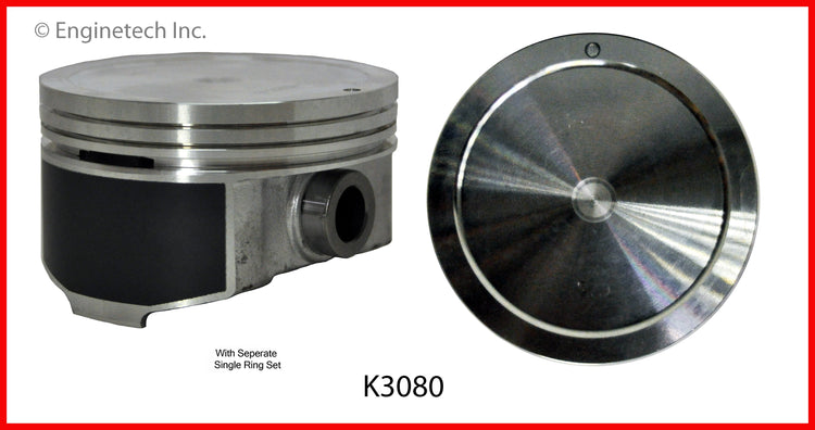 Enginetech K3080(8)P020 Engine Piston Kit with Separate Full Ring Stack for Cadillac Escalade, Hummer H2, Chevrolet Express 2500