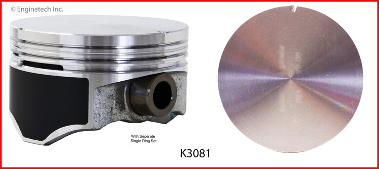 Enginetech K3081(8)PSTD Engine Piston Kit with Full Ring Stack for Chevrolet and Pontiac Models