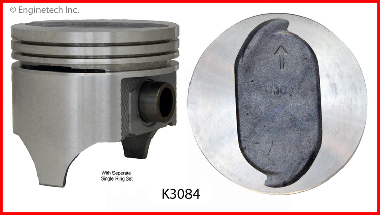 Enginetech K3084(8)060 Engine Piston Kit with Separate Full Ring Stack for Ford Custom and Country Sedan