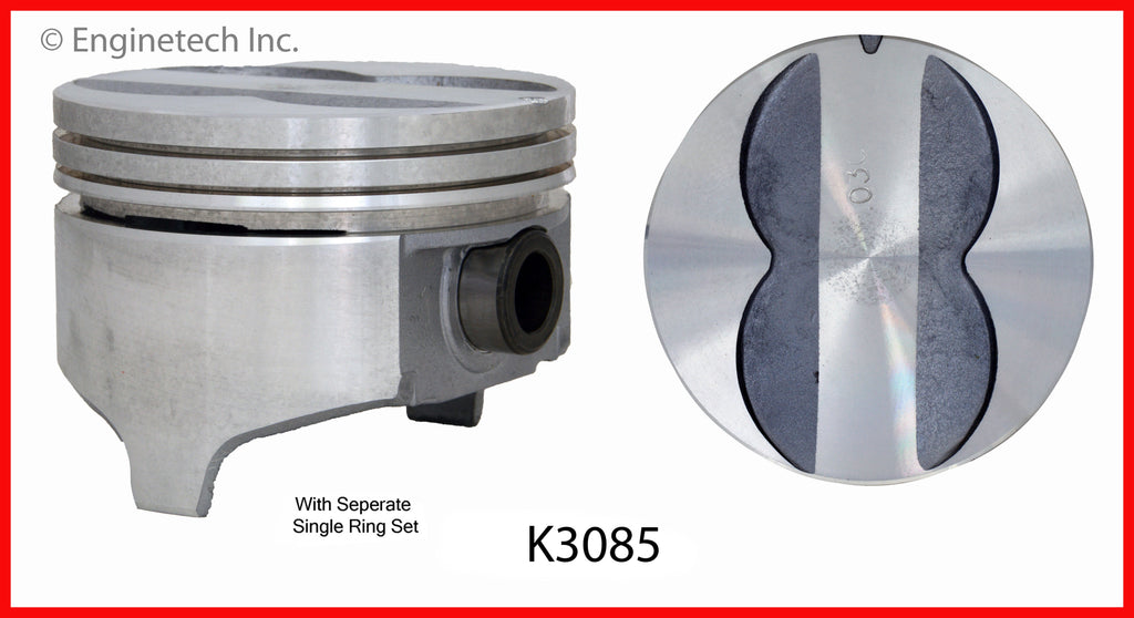 Enginetech K3085(8)P060 Engine Piston Kit with Full Ring Stack for Pontiac Models