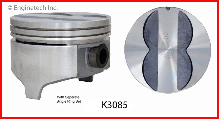Enginetech K3085(8)P030 Engine Piston Kit with Full Ring Stack for Pontiac Models
