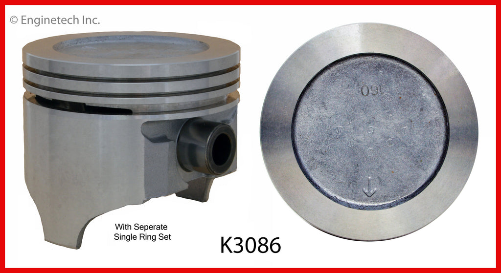 Enginetech K3086(8)P030 Engine Piston Kit with Full Ring Stack for Oldsmobile 442 & 98