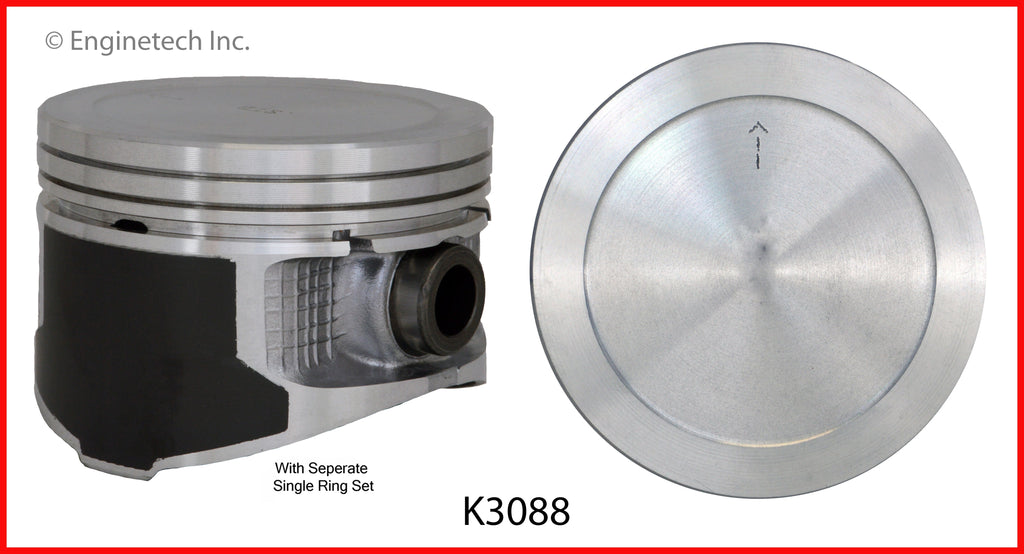 Enginetech K3088(4)PSTD Engine Piston Kit with Separate Full Ring Stack for Chrysler and Dodge Neon