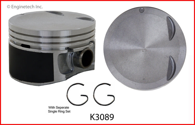 Enginetech K3089(4)PSTD Engine Piston Kit with Separate Full Ring Stack for Saturn Models