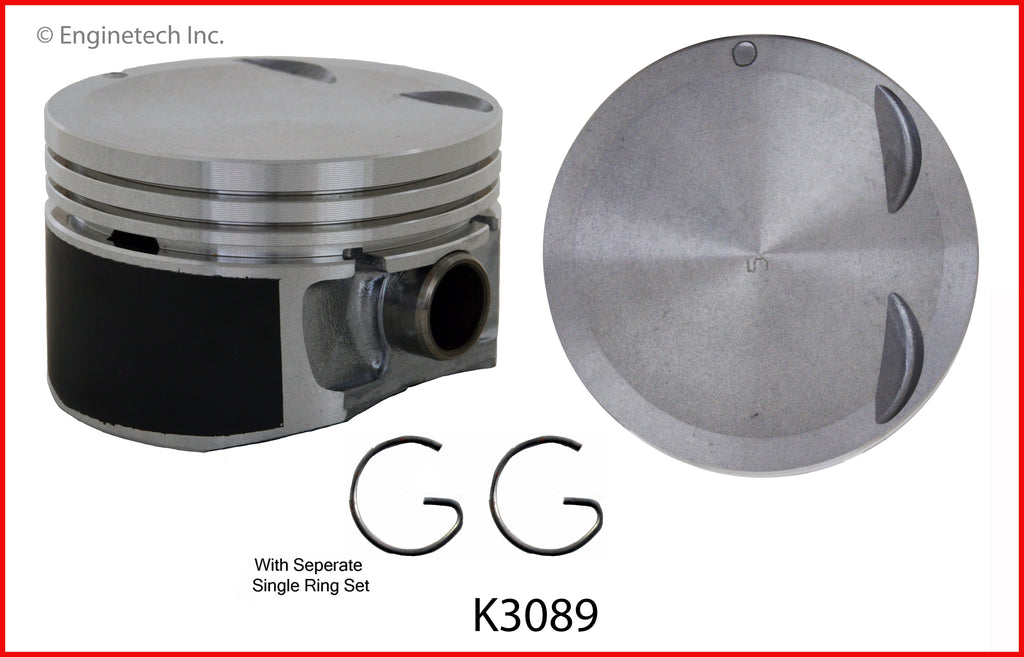 Enginetech K3089(4)P.50 Engine Piston Kit with Separate Full Ring Stack for Saturn Models