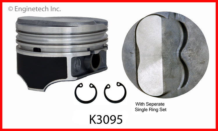 Enginetech K3095(8)P030 Engine Piston Kit with Full Ring Stack - Standard and Premium Options