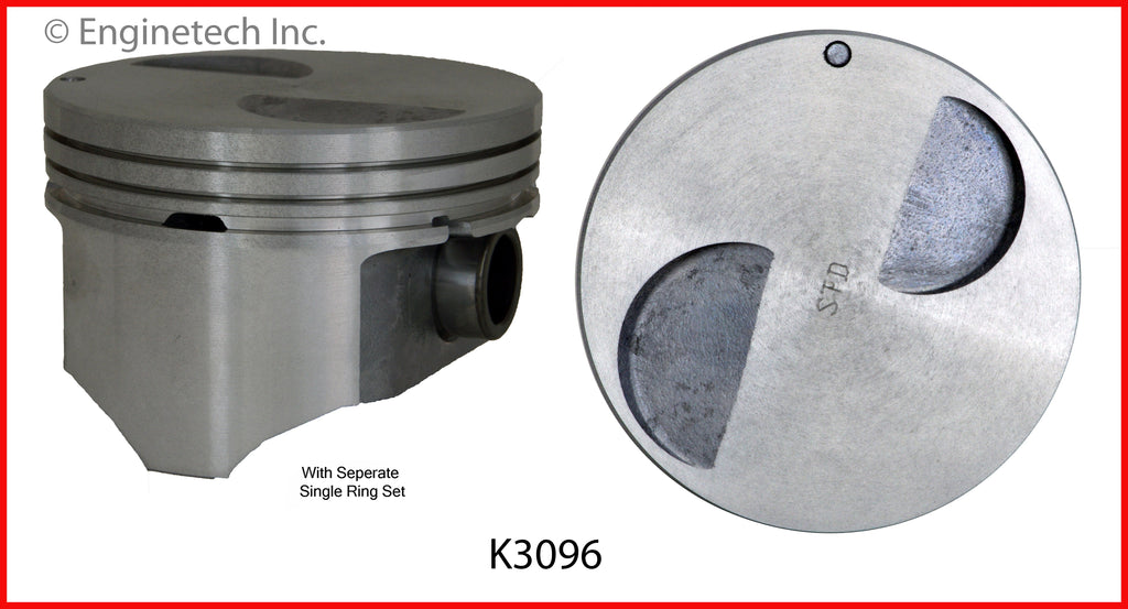 Enginetech K3096(4)PSTD Engine Piston Kit with Separate Full Ring Stack for Ford Ranger