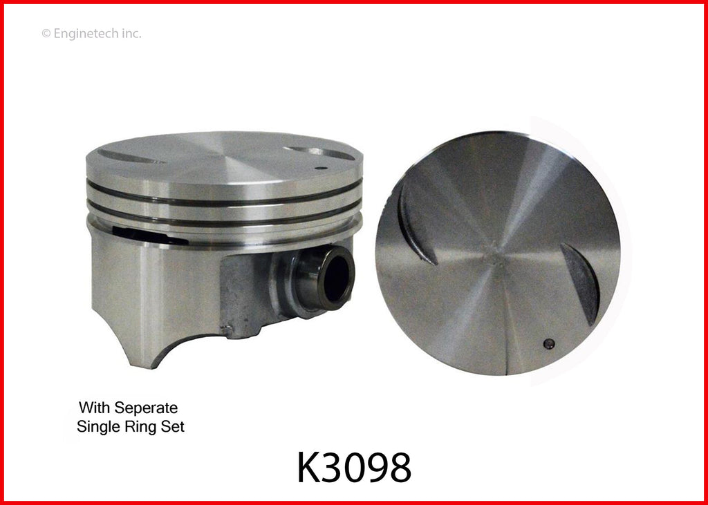 Enginetech K3098(8)P030 Engine Piston Kit with Full Ring Stack for Chevy C2500 and C3500