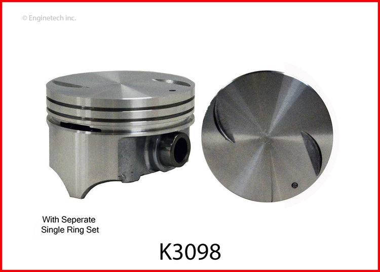 Enginetech K3098(8)P030 Engine Piston Kit with Full Ring Stack for Chevy C2500 and C3500