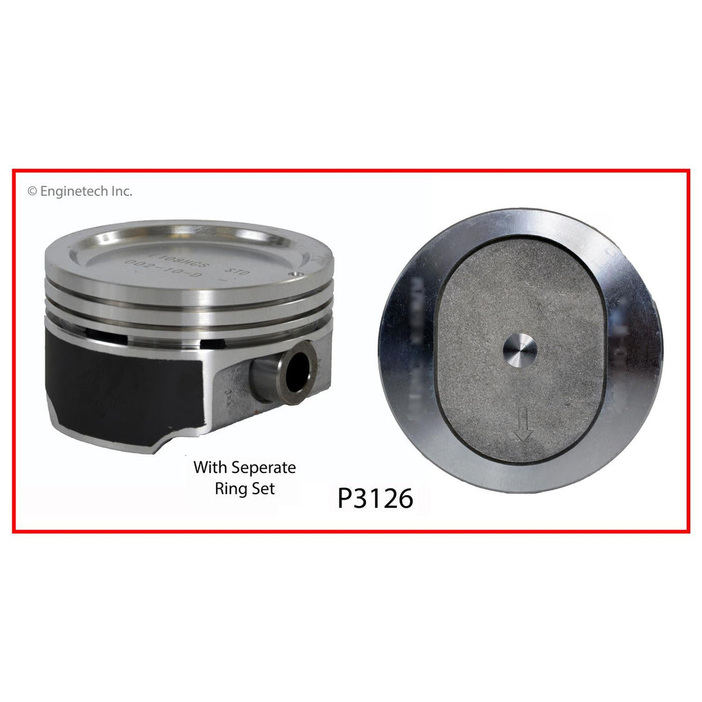 Enginetech K3126(4).75 Engine Piston Kit with Full Ring Stack for Buick and Chevrolet Models