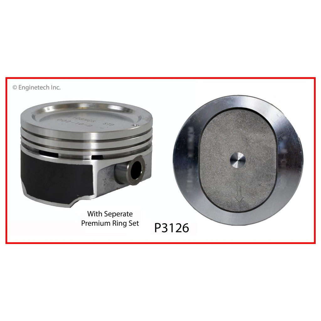 Enginetech K3126(4)PSTD Engine Piston Kit with Separate Full Ring Stack for Buick and Chevrolet Models