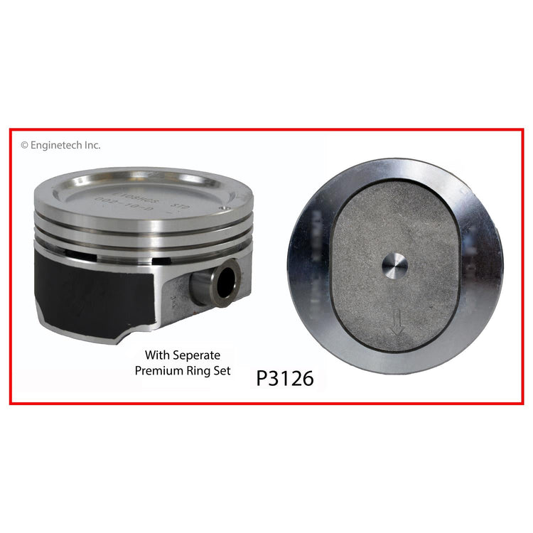 Enginetech K3126(4)P.50 Engine Piston Kit with Separate Full Ring Stack for Buick and Chevrolet Models