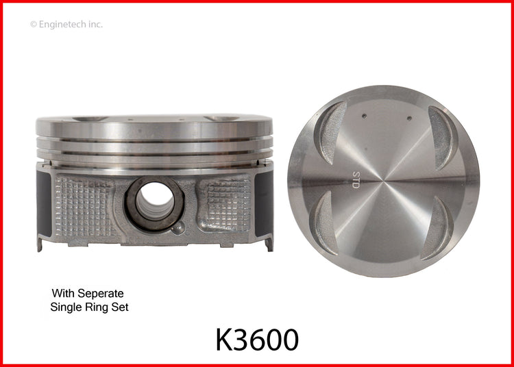Enginetech K3600(6)P.50 Engine Piston Kit with Full Ring Stack for Subaru 2012-2015 Models