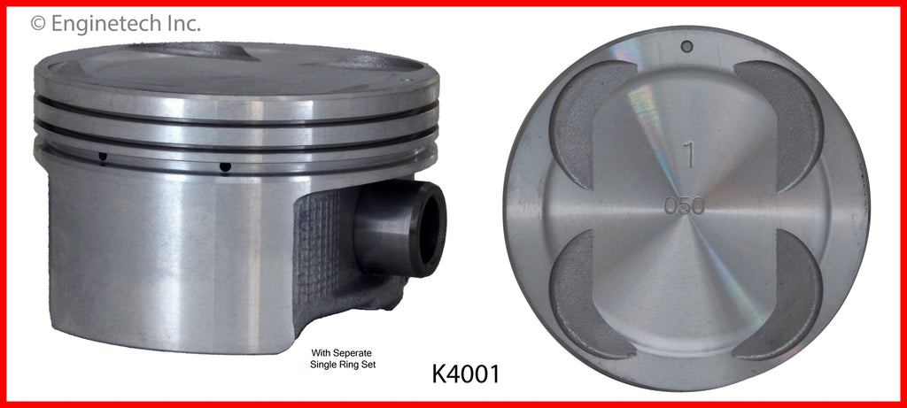 Enginetech K4001(6)PSTD Engine Piston Kit with Separate Full Ring Stack for Isuzu Vehicles