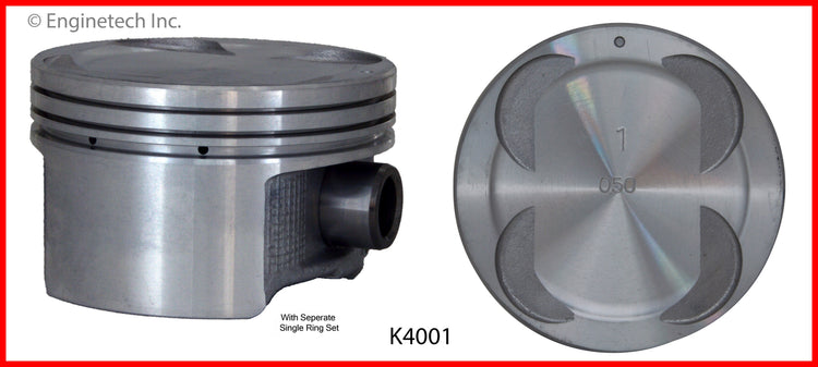 Enginetech K4001(6)PSTD Engine Piston Kit with Separate Full Ring Stack for Isuzu Vehicles