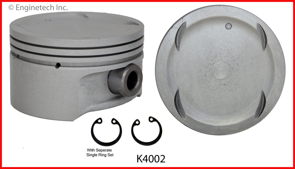 Enginetech K4002(6)PSTD Engine Piston Kit with Separate Full Ring Stack for Hyundai and Kia Models