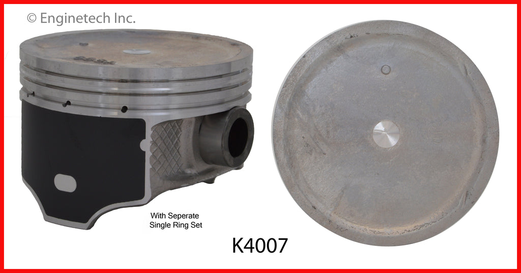 Enginetech K4007(4)P.50 Engine Piston Kit with Separate Full Ring Stack for Mitsubishi Vehicles