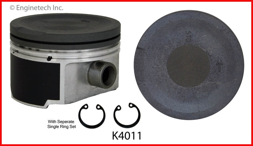 Enginetech K4011(4)PSTD Engine Piston Kit with Full Ring Stack for 2004-2005 Audi and Volkswagen Models