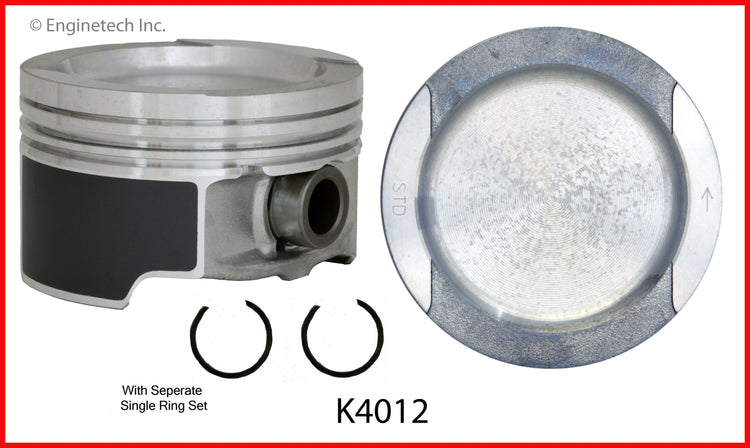 Enginetech K4012(4)P.50 Engine Piston Kit with Separate Full Ring Stack for VW Models