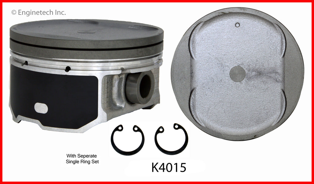 Enginetech K4015(6)PSTD Engine Piston Kit with Separate Full Ring Stack for Nissan and Suzuki 2012-2013 Models