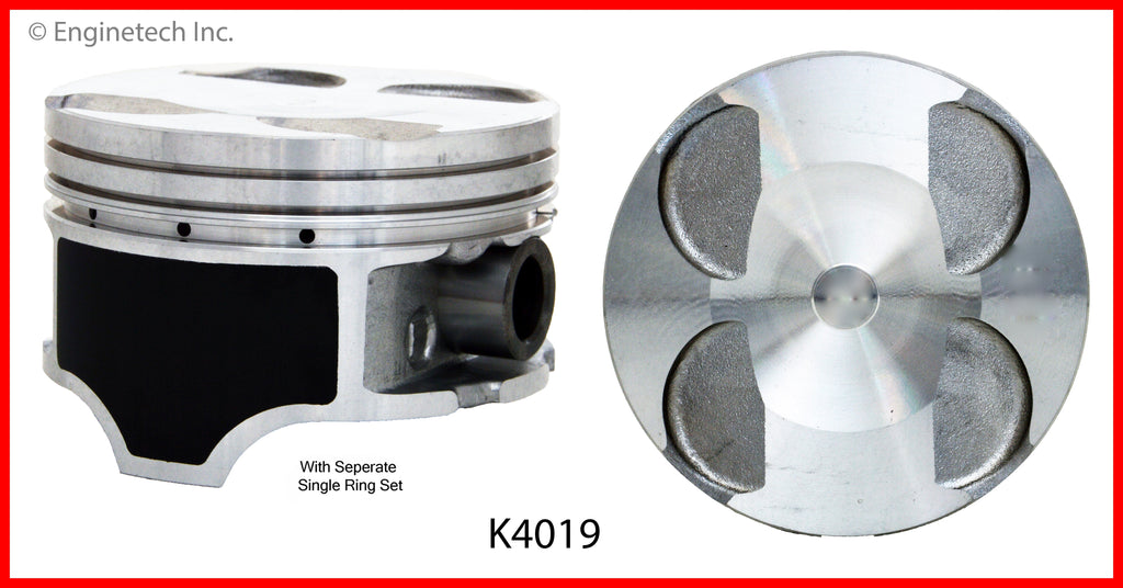 Enginetech K4019(6)PSTD Engine Piston Kit with Full Ring Stack for Mazda 626 (1998-2002)