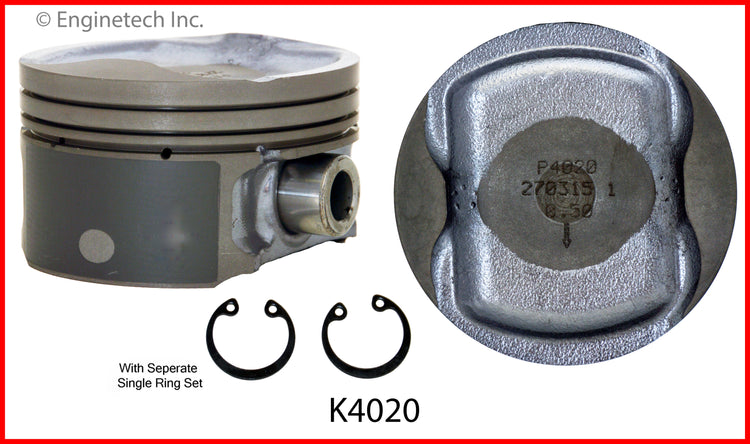 Enginetech K4020(4)PSTD Engine Piston Kit with Full Ring Stack for Nissan Sentra (2012-2011)