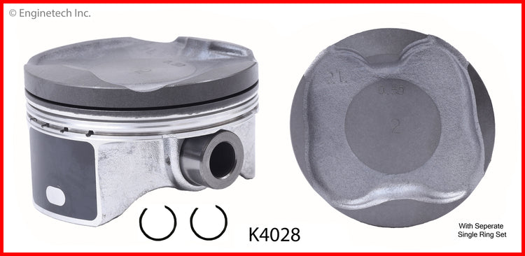 Enginetech K4028(4)P.50 Engine Piston Kit with Separate Full Ring Stack for Toyota and Scion