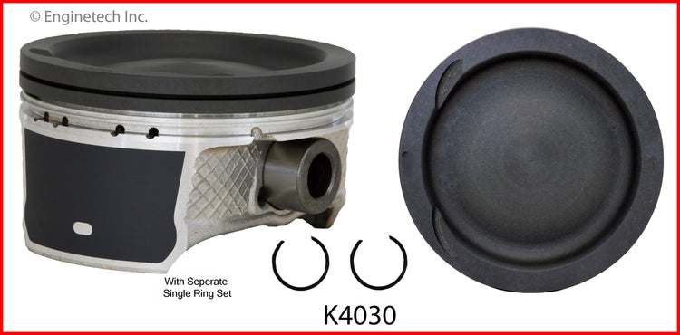Enginetech K4030(4)PSTD Engine Piston Kit with Full Ring Stack for Mazda and Ford Vehicles