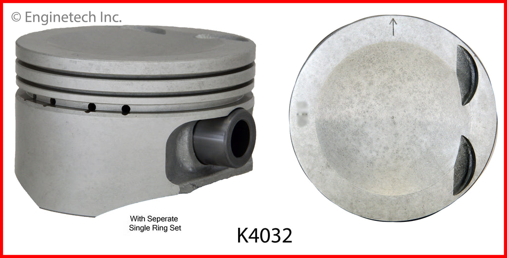 Enginetech K4032(4)PSTD Engine Piston Kit with Full Ring Stack for Suzuki Forenza & Reno