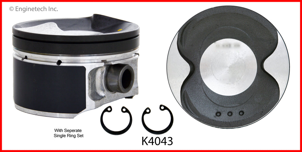 Enginetech K4043(4)PSTD Engine Piston Kit with Separate Full Ring Stack for Nissan Models