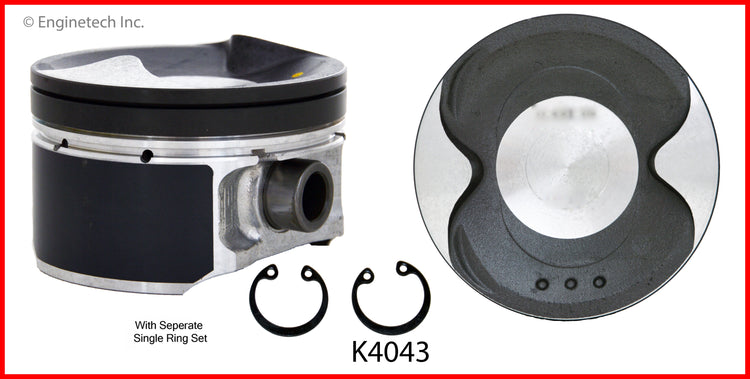Enginetech K4043(4)PSTD Engine Piston Kit with Separate Full Ring Stack for Nissan Models