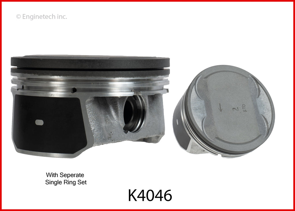 Enginetech K4046(6)P.50 Engine Piston Kit with Separate Full Ring Stack for 2012-2013 Ford and Lincoln Models