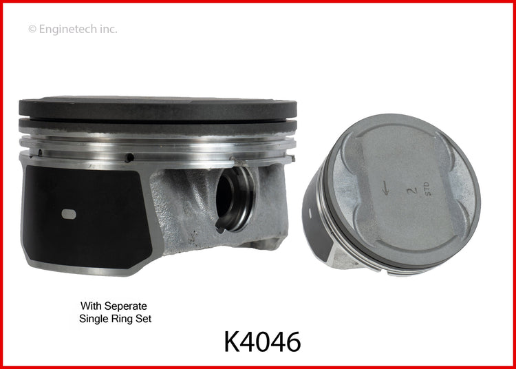 Enginetech K4046(6)PSTD Engine Piston Kit with Separate Full Ring Stack for 2012-2013 Ford and Lincoln Models