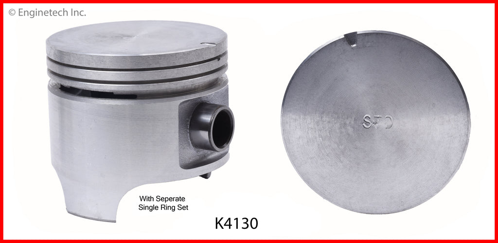Enginetech K4130(4)PSTD Engine Piston Kit with Separate Full Ring Stack for Mazda and Ford Vehicles