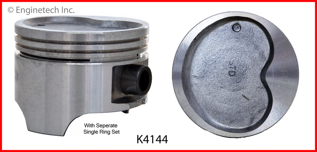 Enginetech K4144(4)PSTD Engine Piston Kit with Full Ring Stack for Chevrolet Nova and Toyota Corolla