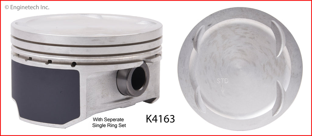 Enginetech K4163(4)PSTD Engine Piston Kit with Separate Full Ring Stack for Hyundai Vehicles