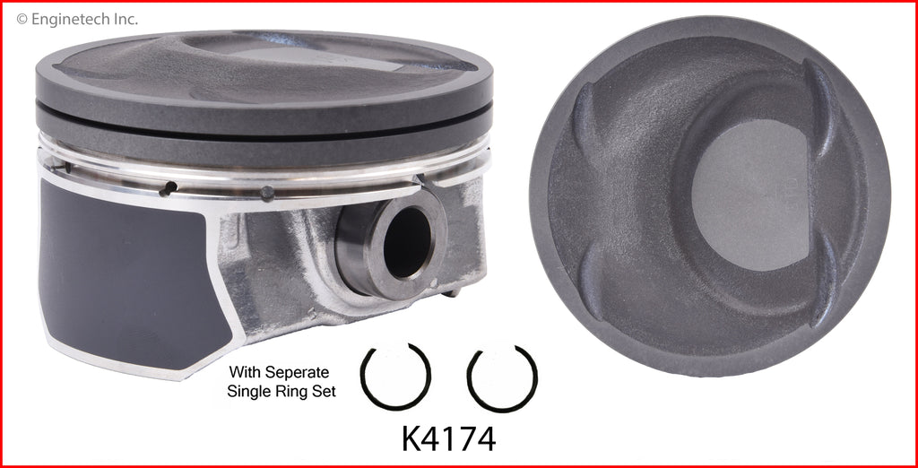 Enginetech K4174(4)PSTD Engine Piston Kit with Full Ring Stack for Toyota Corolla