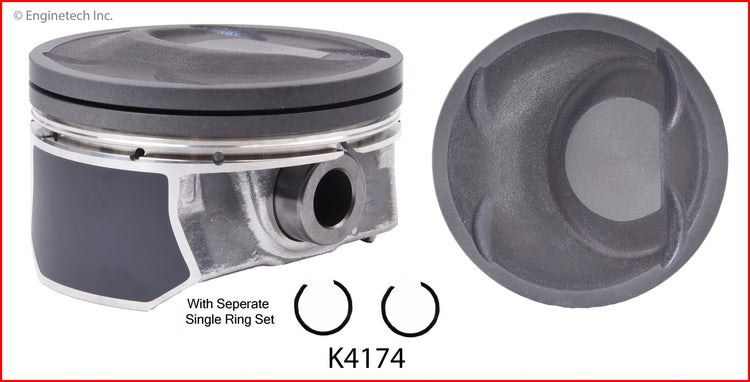 Enginetech K4174(4)PSTD Engine Piston Kit with Full Ring Stack for Toyota Corolla