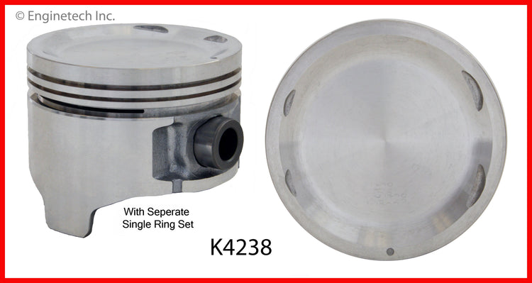 Enginetech K4238(4)P.50 Engine Piston Kit with Separate Full Ring Stack for Nissan D21 & Pathfinder