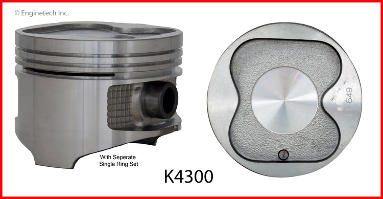Enginetech K4300(4)P.50 Engine Piston Kit with Separate Full Ring Stack for Toyota & Geo Models