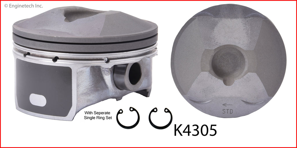 Enginetech K4305(4)P.50 Engine Piston Kit with Full Ring Stack for Mazda 3, 6, CX-5, and Mazda 5 (2014-2016)
